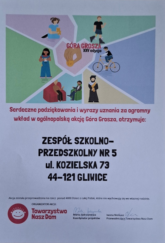 podziekowanie za wkład ogólnopolską akcję góra grosza